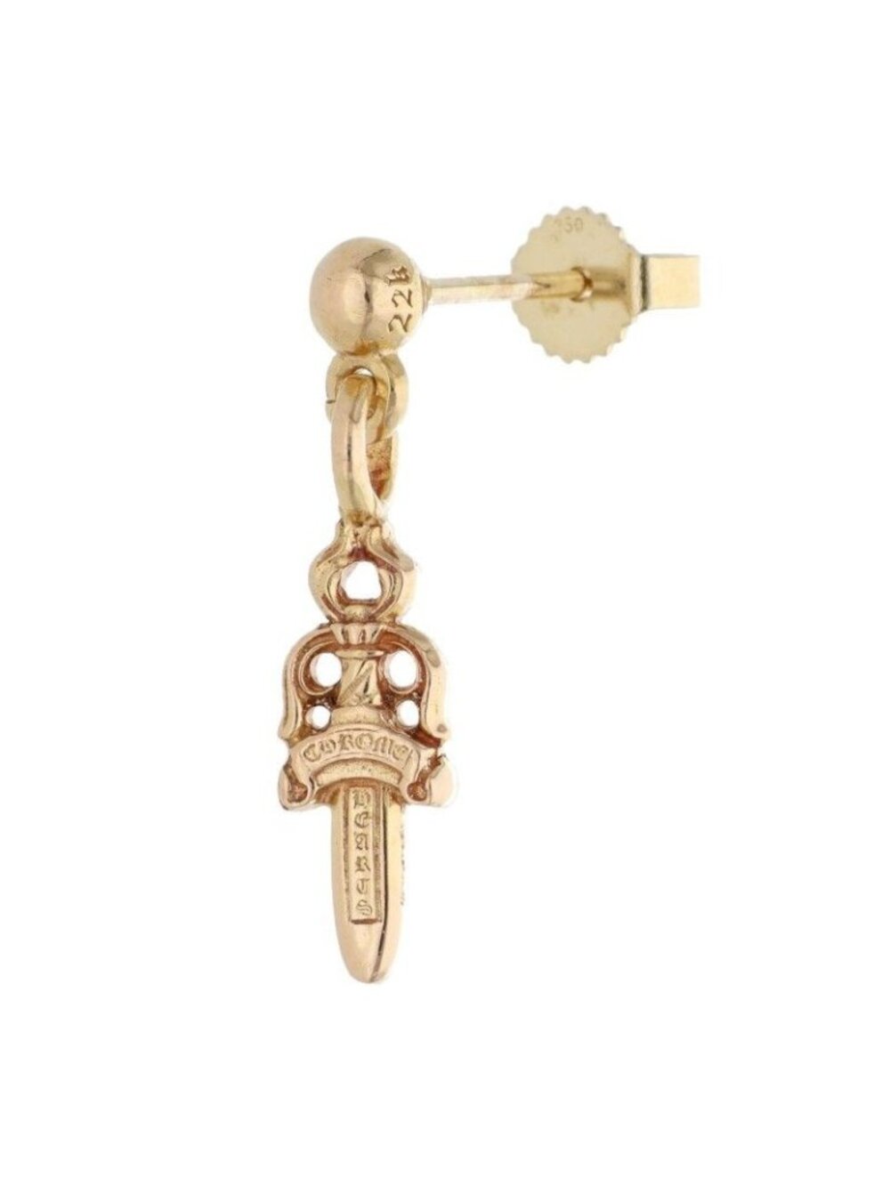 Chrome Hearts 22k Drp Stck Dggr Stack Dagger Drop Gold Earrings
